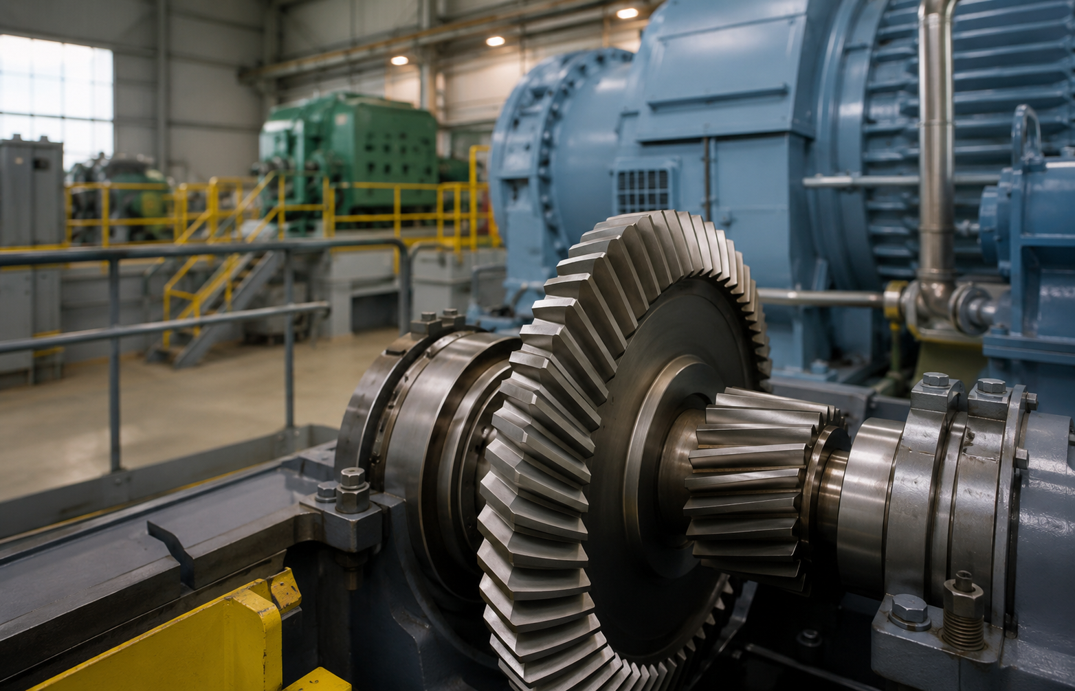 Large industrial bevel gear assembly for power and utility equipment