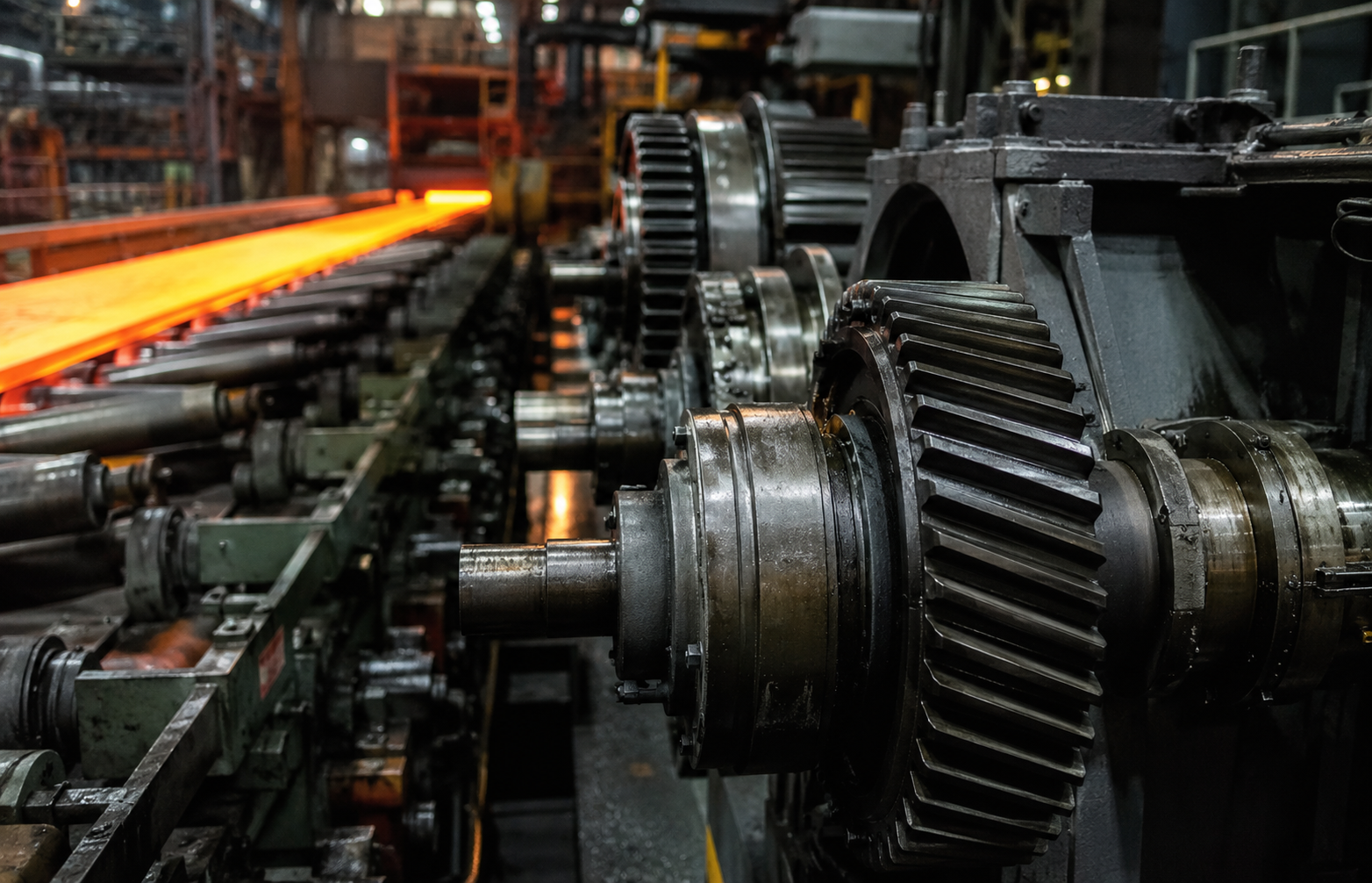 Industrial gear drive system used in steel rolling mill operations
